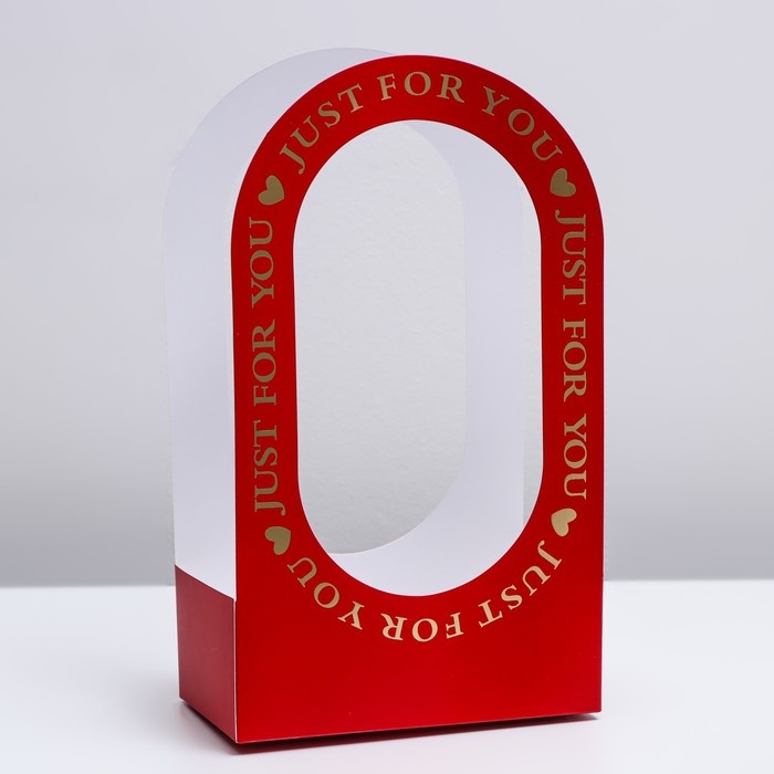 Коробка-переноска для цветов «Для тебя» 22 × 12 × 38 см, красная Коробка-переноска для цветов «Для тебя» 22 × 12 × 38 см, красная