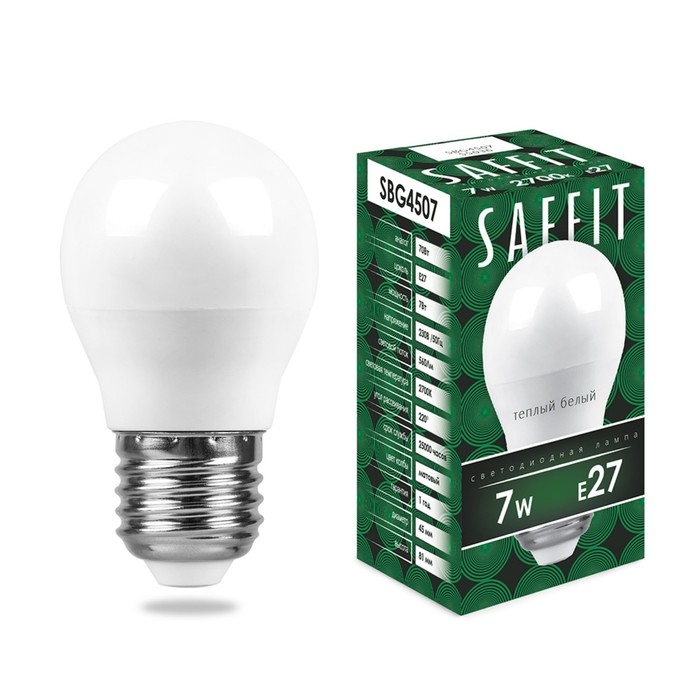 Лампа светодиодная, 7W 230V E27 2700K G45, SBG4507 Лампа светодиодная, 7W 230V E27 2700K G45, SBG4507