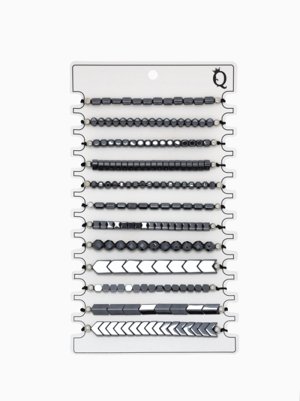 Браслет-оберег «Гематит» ассорти форм (неделимая фасовка 12 шт., цена за шт.), цвет серый