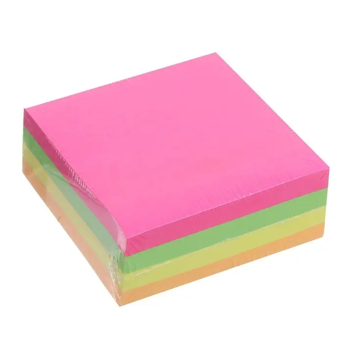 Блок с липким краем, 76&times;76 мм, 320 листов, флуоресцентный, 4 цвета