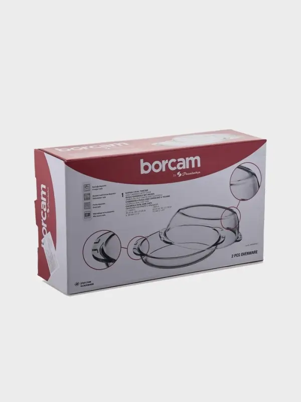 Утятница овальная Paşabah&ccedil;e, 2,6/1.3 л, с крышкой-формой для запекания, жаропрочное стекло, прозрачная