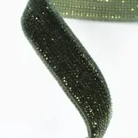 Лента бархатная, с золотым люрексом, 10 мм, 18&plusmn;1 м, зелёная №165