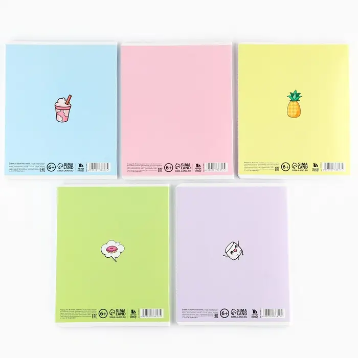 Тетрадь в клетку, 48 л., А5, на скрепке, блок №1 &laquo;Панды&raquo; МИКС