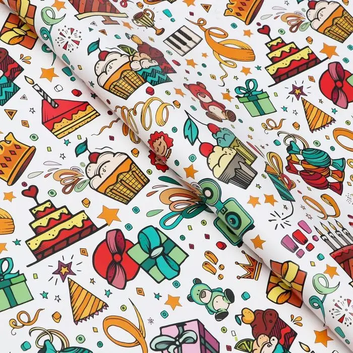 Бумага упаковочная глянцевая «Угощения», 70×100 см Бумага упаковочная глянцевая «Угощения», 70×100 см