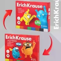 Пластилин 8 цветов, 144 г, ErichKrause "Jolly Friends", со стеком, в картонной упаковке