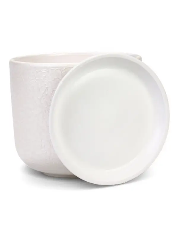 Горшок цветочный с поддоном 5,4 л, d22/h19 см белый керамика, "Перл" (М)