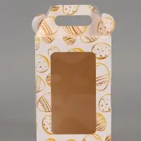 Пасхальная коробочка с окном и с ручкой "Золотые яйца" 10 х 10 х 15 см