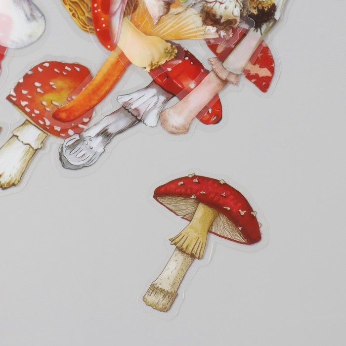 Наклейки для творчества пластик PVC Наклейки для творчества пластик PVC "Грибные истории" набор 40 шт 9х10.5 см