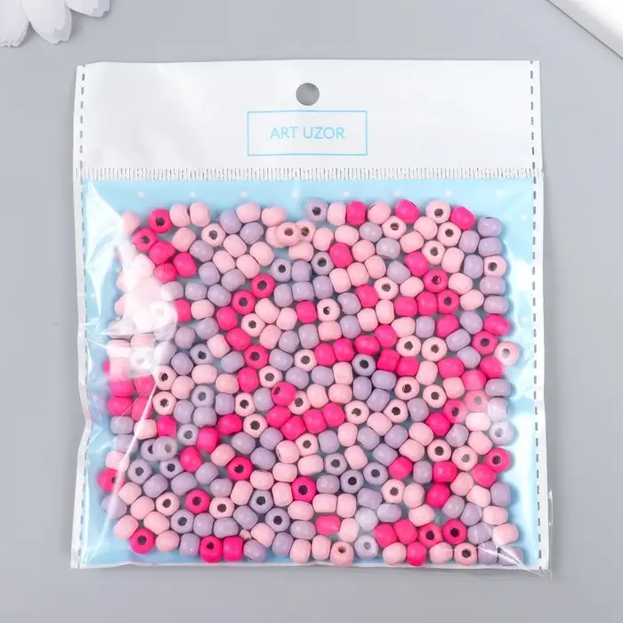 Бусины для творчества дерево "Шарики. Розовый сад" набор 20 гр d=0,6 см