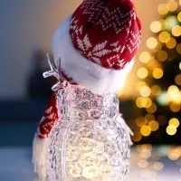 Светодиодная фигура &laquo;Снеговик в красном&raquo; 28 см, 1 LED, от батареек ААА&times;3, свечение тёплое белое