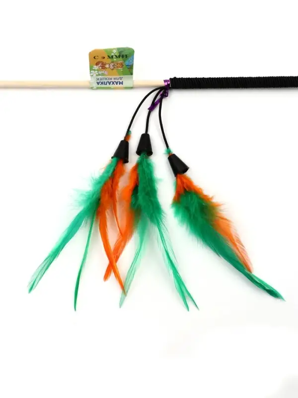 Дразнилка - удочка &laquo;Салют из перьев&raquo;, на палочке, с бубенчиком