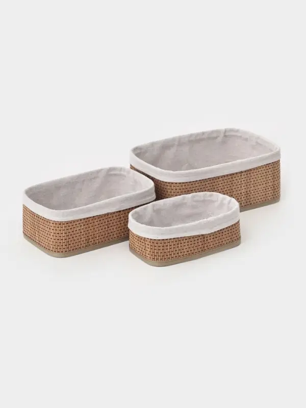 Корзины для хранения Naturel, прямоугольные, 3 шт.: от 22&times;12&times;8 см до 30&times;20&times;12 см