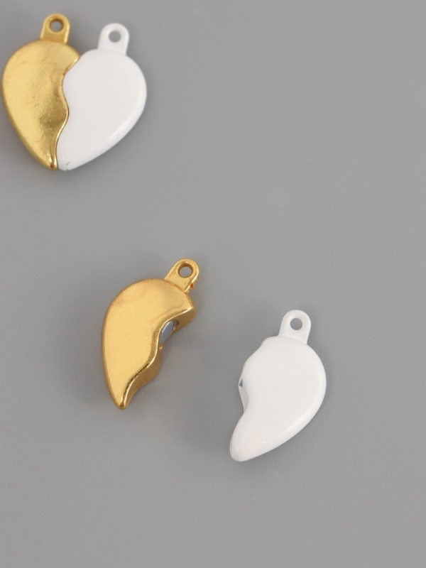 Замок магнитный металл Замок магнитный металл "Вторая половинка, сердце" набор 2 шт бело-золотой 2,6х2,2 см