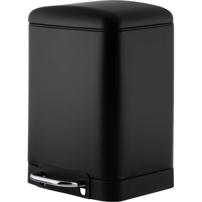 Ведро мусорное с педалью и доводчиком Luscan 6л, черное,прямоуг,металл
