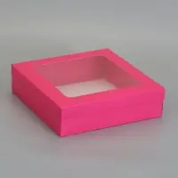 Коробка складная, крышка-дно, розовый Барби, с окном 30 х 30 х 8 см