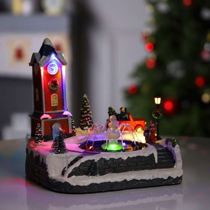 Светодиодная фигура «Ратуша» 25.5 × 25.5 × 21 см, полистоун, USB, свечение мульти