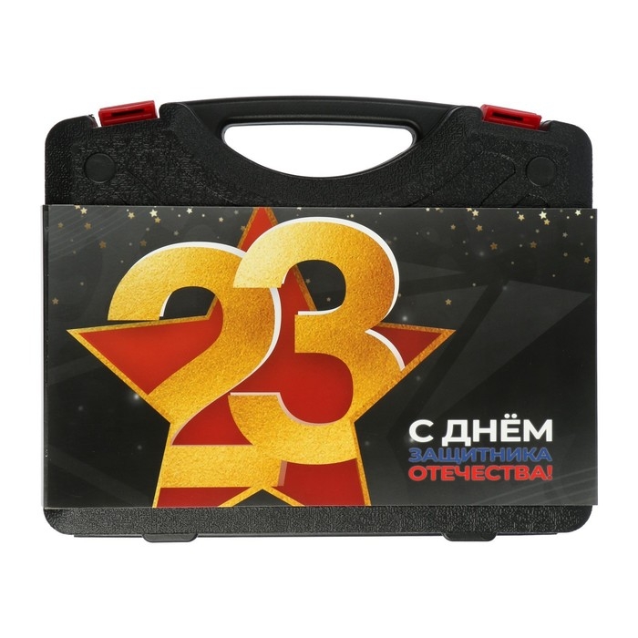 Набор инструментов в кейсе ТУНДРА Набор инструментов в кейсе ТУНДРА "23 ФЕВРАЛЯ", в подарочной упаковке, 46 предметов