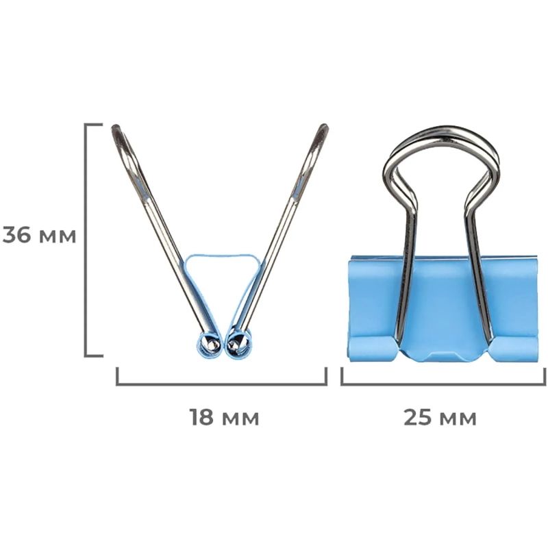 Зажимы для бумаг ассорти цветн (19мм,25мм,32мм), 10шт/уп Attache,европодве