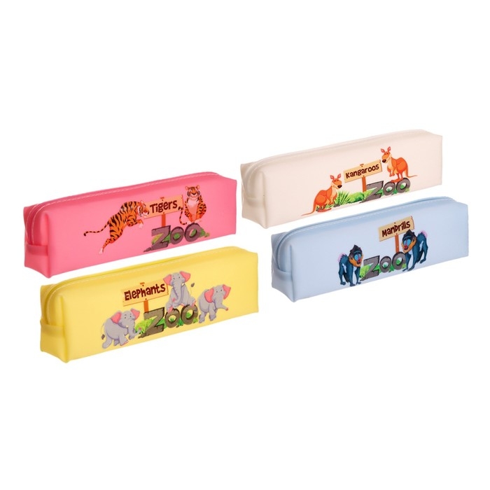 Пенал школьный на молнии Пенал школьный на молнии "Зоопарк", МИКС