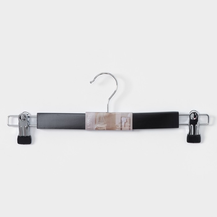 Вешалка для брюк и юбок LaDо́m Bois, 34×1,2×12,5 см, с зажимами, деревянная сорт А, цвет тёмное дерево Вешалка для брюк и юбок LaDо́m Bois, 34×1,2×12,5 см, с зажимами, деревянная сорт А, цвет тёмное дерево