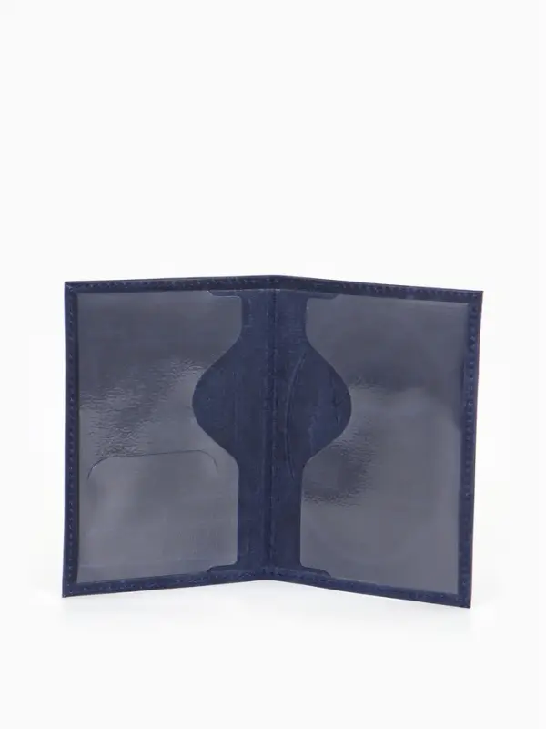 Обложка для паспорта, герб, натуральная кожа, тёмно-синяя