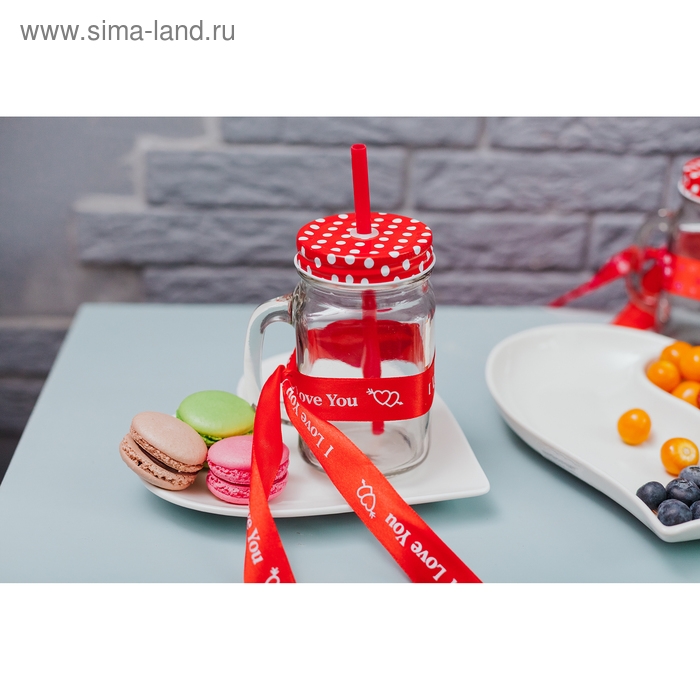 Лента атласная &laquo;I Love You&raquo;, 25 мм &times; 23 &plusmn; 1 м, цвет красный №026