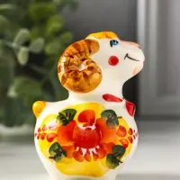 Статуэтка фарфоровая &laquo;Фигурка: Баран Цветок&raquo;, авторская роспись, 8 см