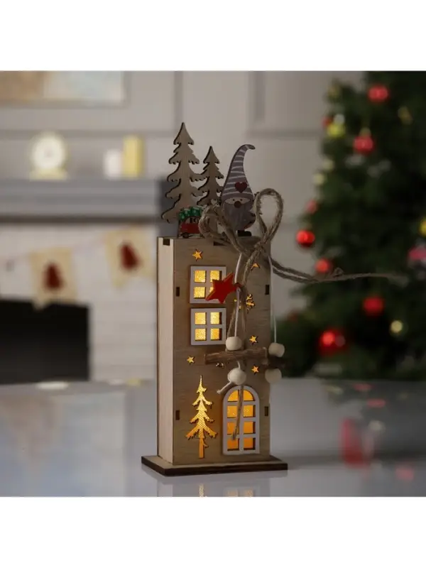 Светодиодная фигура &laquo;Фабрика подарков&raquo; 7.5&times;22&times;5 см, дерево, батарейки LR1130&times;3 (в комплекте), свечение тёплое белое