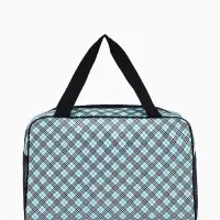 Косметичка-сумка на молнии с сеткой, с ручками, с принтом, голубая