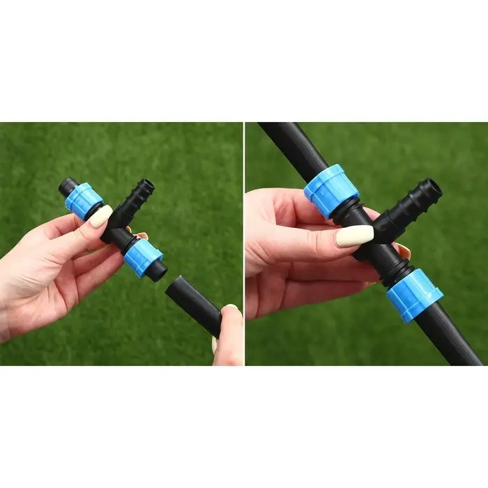 Соединитель Т-образный для капельной ленты, 16 мм — 1/2 Соединитель Т-образный для капельной ленты, 16 мм — 1/2" (12 мм) — 16 мм, пластик, Greengo