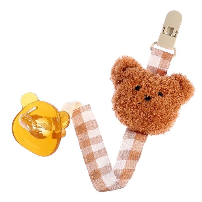 Пустышка с держателем, набор, в контейнере, коричневый