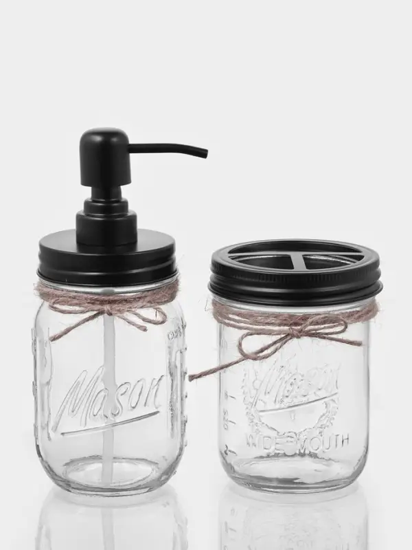 Аксессуары для ванной, 4 предмета, дозатор, стакан для щёток, банки 2 шт.