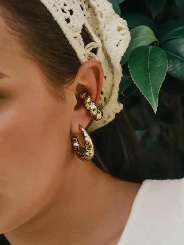 Серьги и каффы QF &laquo;Леопард&raquo;, набор, жгутик, цвет золото