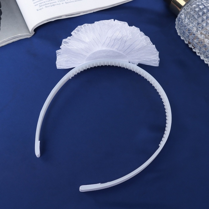 Ободок для волос  Ободок для волос "Школьница" облачко полосы, d 10 см, белый