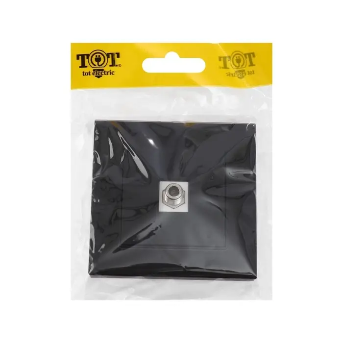 Розетка телевизионная TOT Glossy Glass, стекло, скрытая, одноместная, чёрная