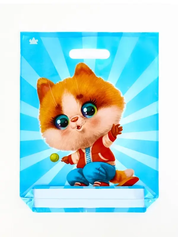 Пакет подарочный &laquo;Кот на спорте&raquo;, полиэтиленовый с вырубной ручкой, л 40&times;31 см, 60 мкм