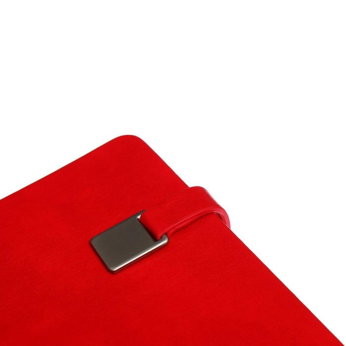 Ежедневник недатированный А5, 136 листов PREMIER, твёрдая обложка, искусственная кожа, ляссе, магнитный хлястик, бежевый блок 70 г/м2, красный