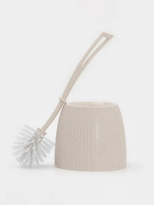 Ёршик для унитаза &laquo;Вязаное плетение&raquo;, 15&times;15&times;37 см, с подставкой, бежевый