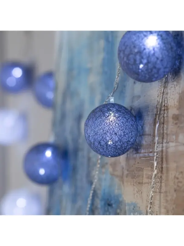 Гирлянда &laquo;Нить&raquo; 5 м с насадками &laquo;Клубки снежные&raquo;, IP20, прозрачная нить, 20 LED, свечение белое, 220 В