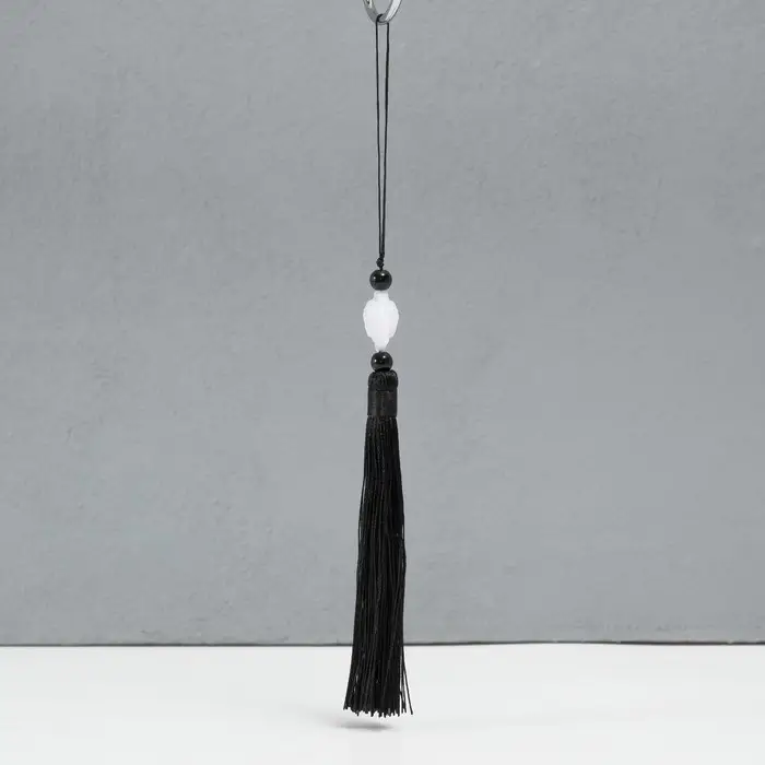 Подвеска текстиль, пластик "Кисть. Лотос" чёрная 1,2х2,7х14,5 см