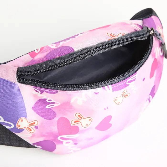 Сумка поясная детская для девочки на молнии, розовая