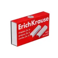 Скобы металлические № 24/6 ErichKrause для степлера, заточенные, с усиленной пробивной способностью, 1000 штук