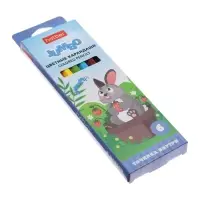 Карандаши 6цв, Hatber,, шестигр, толстые, с точил, коробка 82679