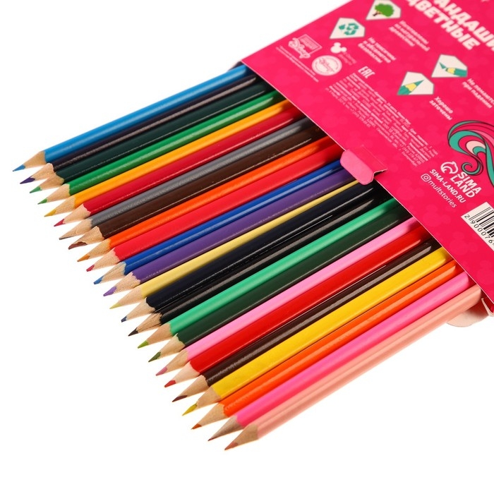 Цветные карандаши, 24 цвета, Минни Маус и Единорог Цветные карандаши, 24 цвета, Минни Маус и Единорог