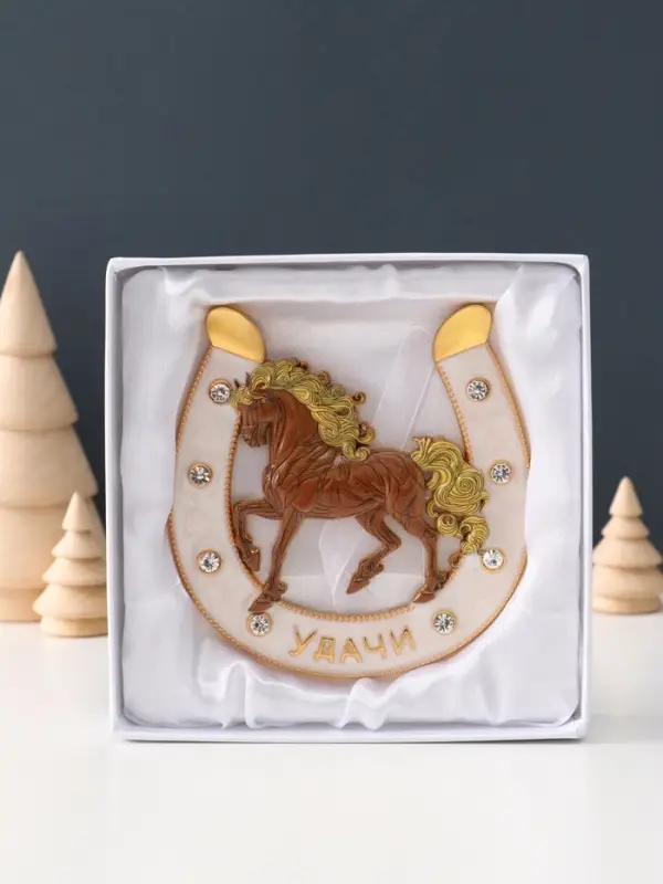 Сувенир-подкова «Удачи», 10,5х10,5х0,05см, эмаль, стразы