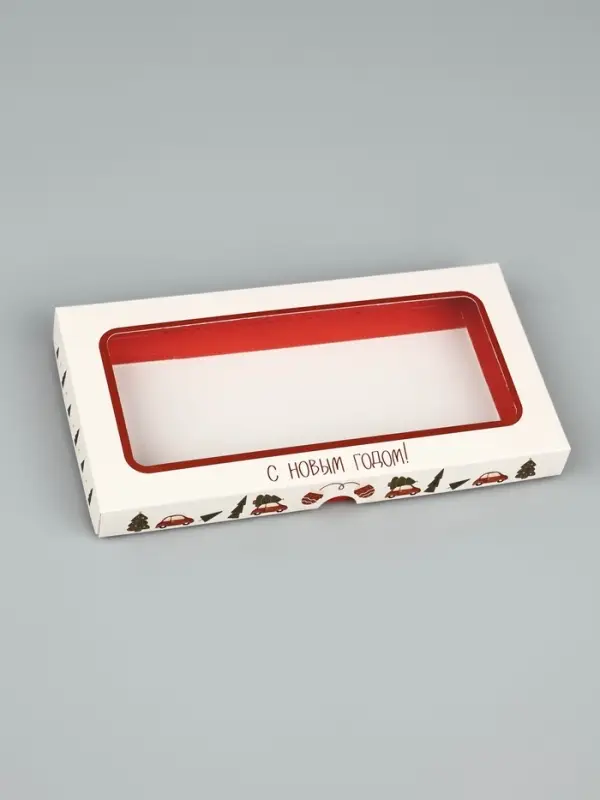 Коробка для шоколада &laquo;С Новым годом!&raquo;, с окном, 9&times;1.5&times;18 см