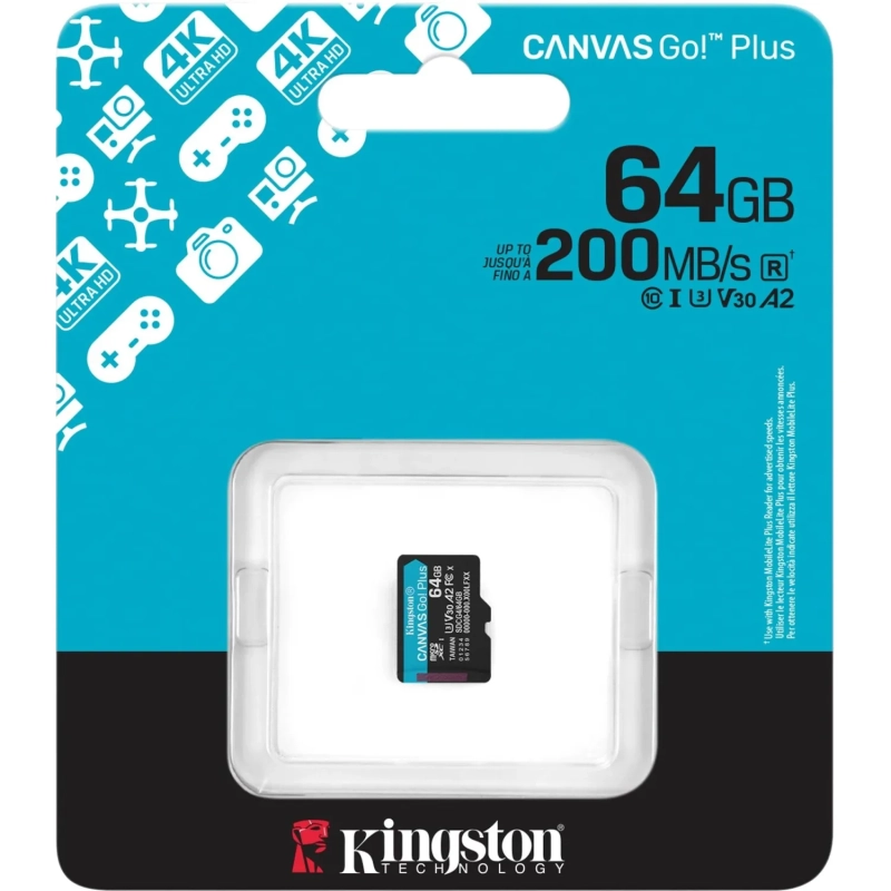Карта памяти microSDXC Kingston SDCG4/64GBSP 64G Go Plus G4 200R V30