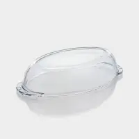 Утятница Paşabah&ccedil;e Borcam, 2 л, с крышкой-формой, жаропрочное стекло, прозрачная