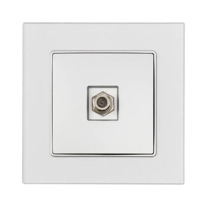 Розетка телевизионная TOT Matte Glass, стекло, скрытая, одноместная, серебристая