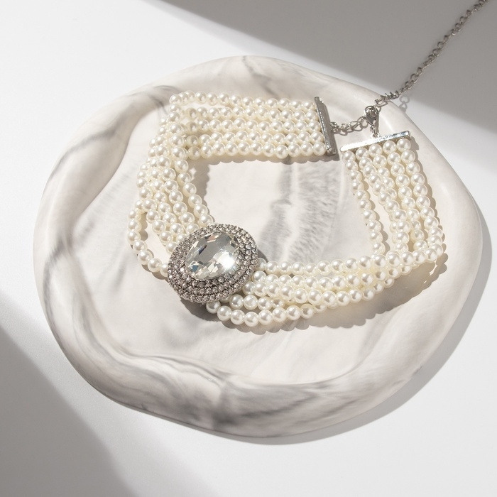 Чокер-колье «Роскошь» жемчужое, белый в серебре, 30,5 см Чокер-колье «Роскошь» жемчужое, белый в серебре, 30,5 см